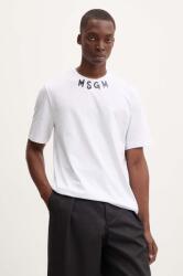 MSGM pamut póló fehér, férfi, nyomott mintás, 3740MM102.247798 - fehér XL