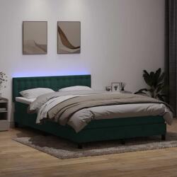 vidaXL Sötétzöld bársony rugós ágy matraccal 140x210 cm (3317268)