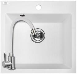 Laveo SRA_610T+SAP4-F090KW - LAVEO Alena 50 egymedencés gránit mosogató fehér + ZEGOR csaptelep szett (SRA_610T+SAP4-F090KW)