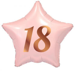 Godan Happy Birthday Pink, Rózsaszín csillag 18 fólia lufi 44 cm (MLG155679)