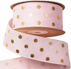 Valex Decor Arany pöttyös ripsz szalag 38mm x 20m - Világos rózsaszín (DG38-16)