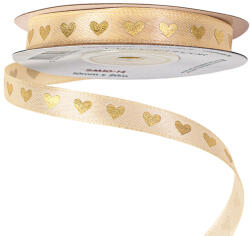 Valex Decor Arany szívecskés szatén szalag 10mm x 20m - Krém (SM10-14)