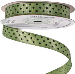 Valex Decor Fekete pöttyös szatén szalag 12mm x 20m - Mohazöld (DRB12-78)