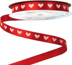Valex Decor Szívecskés szatén szalag 10mm x 20m - Piros (DP10-09)