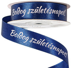 Valex Decor Boldog Születésnapot! " feliratos szatén szalag 20mm x 20m - Tengerészkék (BD20-42)