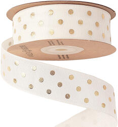 Valex Decor Arany pöttyös ripsz szalag 25mm x 20m - Krém (DG25-14)