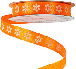 Valex Decor Virágmintás szatén szalag 12mm x 20m - Sötét narancssárga (BR12-54)