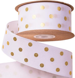 Valex Decor Arany pöttyös ripsz szalag 38mm x 20m - Fehér (DG38-01)