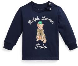 Ralph Lauren baba pamut hosszú ujjú sötétkék, nyomott mintás, 320953576001 - sötétkék 53-60