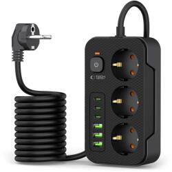 Tech-Protect 3 Plug + 6 USB 2 m Switch