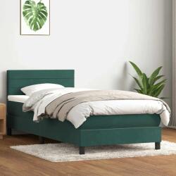 vidaXL sötétzöld bársony rugós ágy matraccal 90x220 cm (3316338)