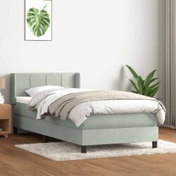vidaXL világosszürke bársony rugós ágy matraccal 80x220 cm (3318135)