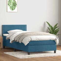 vidaXL sötétkék bársony rugós ágy matraccal 90x220 cm (3316147)