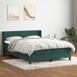 vidaXL Sötétzöld bársony rugós ágy matraccal 140x210 cm (3317946)