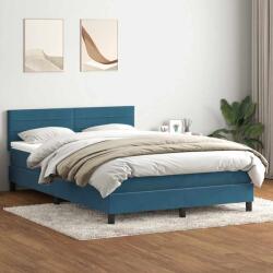 vidaXL sötétkék bársony rugós ágy matraccal 140x220 cm (3316357)