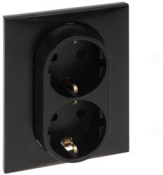 Legrand Niloé Step fekete 2x2P+F csatlakozóaljzat (rugós), biztonsági zsaluval 863522 Legrand (863522)