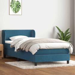 vidaXL sötétkék bársony rugós ágy matraccal 100x210 cm (3317437)