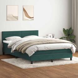 vidaXL Sötétzöld bársony rugós ágy matraccal 140x210 cm (3316308)