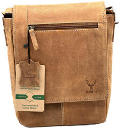  Borseta de Umar Barbati HUNTER: Piele Naturala de Vanat, Curea Reglabila din Piele, Maro, 24x25x6 cm, Camel