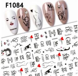  Körömmatrica - F1084 Love Valentin