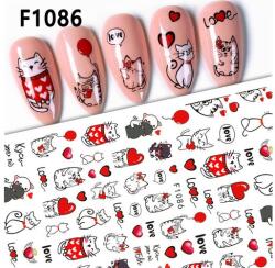  Körömmatrica - F1086 Love Valentin