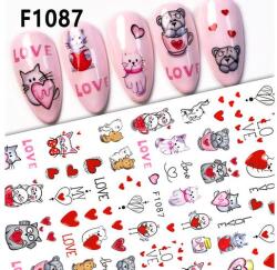  Körömmatrica - F1087 Love Valentin