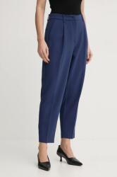 Bruuns Bazaar nadrág CindySus Dagny pants női, sötétkék, magas derekú testhezálló, BBW2393 - sötétkék 38