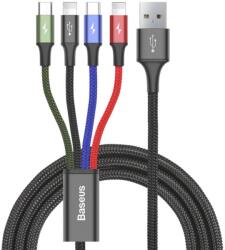 Baseus Cablu Incarcare Baseus USB-A - 2 x Lightning / microUSB / USB-C Rapid 20W 1.2m Negru