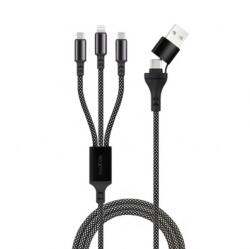 Maxlife Cablu Incarcare Maxlife USB-A / USB-C - Lightning / USB-C ALLin1 66W 1m Negru