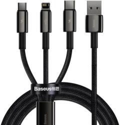 Baseus Cablu Incarcare Baseus USB-A - Lightning / microUSB / USB-C Tungsten Gold 1.5m Negru