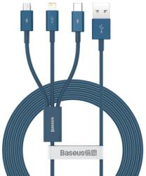 Baseus Cablu Date si Incarcare Baseus USB-A - Lightning / microUSB / USB-C Superior Series 20W 1.5m Albastru