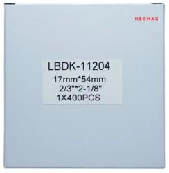 NEOMAX ЛЕНТА ЗА ЕТИКЕТНИ ПРИНТЕРИ BROTHER ТИП QL - MULTI PURPOSE LABEL - 17 mm x 54 mm x 400 - DK11204 (DK-11204) - PN LB-11204 - NEOMAX (300BRADK11204N)