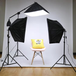  3in1 Softbox Kit -2db 50x70cm 360W (8x45W) Softbox-Fény & 40x40cm Boom Softbox készlet (R-ER-SBL002)