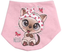 Babastar pamut baba nyálkendő - rózsaszín cica pillangóval - babyshopkaposvar