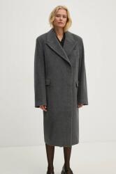 Remain gyapjúkabát Heavy Wool Long Coat szürke, átmeneti, kétsoros gombolású, 501889514 - szürke 40