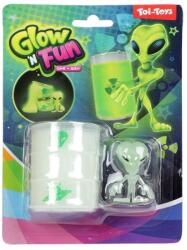 Magic Toys Glow'N Fun Slime Alien: Fluoreszkáló slime trutyi olajos hordóban űrlény figurával (35808A) - jatekwebshop