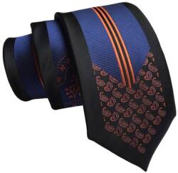 Maria King Fekete-kék-narancssárga mintás keskeny nyakkendő (WNY210)