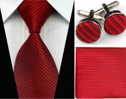 Maria King Bordó selyemnyakkendő mandzsettagombbal és díszzsebkendővel (WNY158)