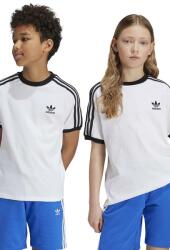 Adidas gyerek pamut póló 3STRIPES TEE fehér, nyomott mintás, JE0515 - fehér 146