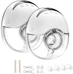 Baomom LED kijelzős dupla hordozható mellszívó + 4db ajándék tölcsér+ 2db hosszabbító pánt+pótalkatrészek (My-375-2)