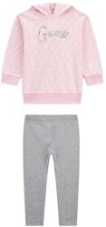 Guess Розова спортна туника с качулка за мини момиче в комплект със сив клин Guess