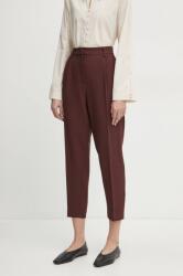 Bruuns Bazaar nadrág CindySus Dagny pants női, barna, magas derekú testhezálló, BBW2393 - burgundia 40