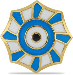 Kék Szem Gyűrű - Aranyozott Ezüst - Tűzzománc - 22, 55 mm (47655226376539)
