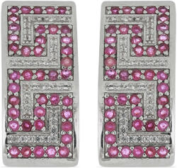  Ezüst Fülbevaló - Madagaszkári Rubin és Fehér Topáz - 4.98 ct (Y50026)