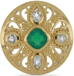  Elegáns Aranyozott Ezüst Gyűrű - Zöld Achát, Fehér Topáz