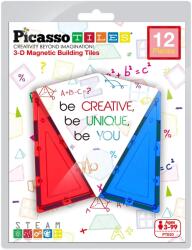 PicassoTiles Constructor suplimentar Picasso Tiles - Triunghiuri alungite, 12 piese (PTE03) Jucarii de constructii magnetice