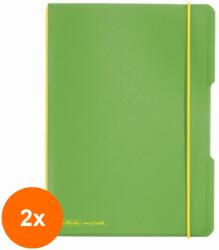 Herlitz Set 2 x Caiet My Book Flex A5, 40 File, Dictando, Verde Deschis Transparent cu Logo Negru (REH-2xHRZ-9469140)