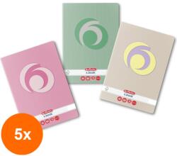 Herlitz Set 5 x Caiet A5, 80 File, Dictando, Rainbow (REH-5xHRZ-9480790)