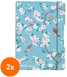 Herlitz Set 2 x Caiet My Book Flex, A6, 40 File, Dictando, Laydylike Birds (REH-2xHRZ-9481180)