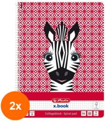 Pelikan Set 2 x Caiet A4, 80 File, Spirala, Matematica, Cute Animals, Motiv Zebra (REH-2xHRZ-50039210)